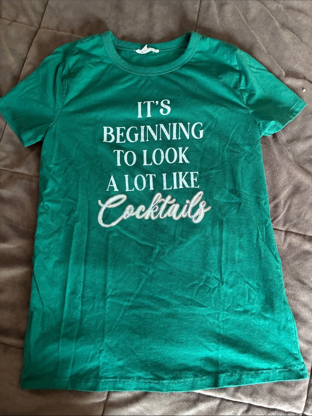 Green Graphic Tee "It's Beginning To Look A Lot Like Cocktails"